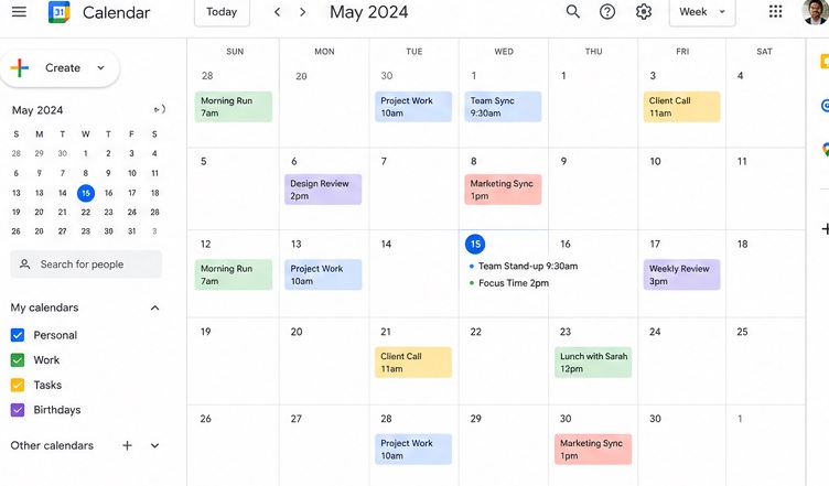 Google calendar working dashboard