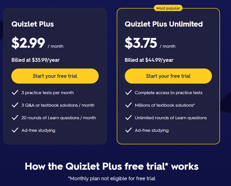 Quizlet pricing