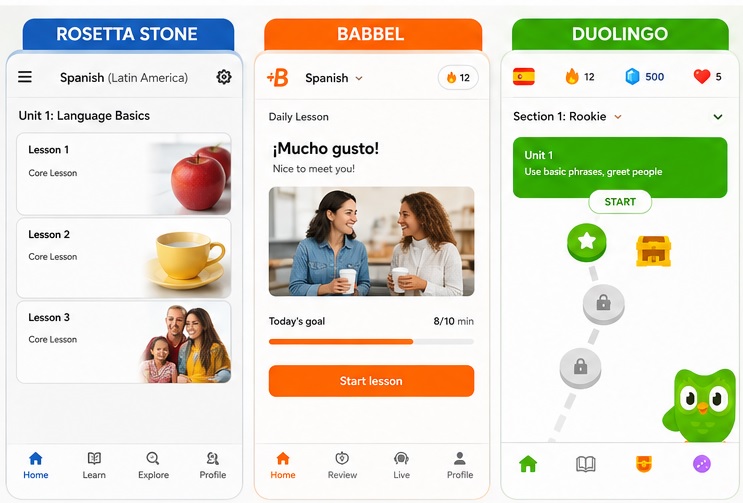 Who should use Rosetta Stone vs Babbel vs Duolingo