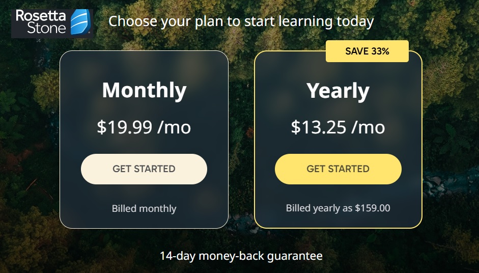 rosetta stone pricing