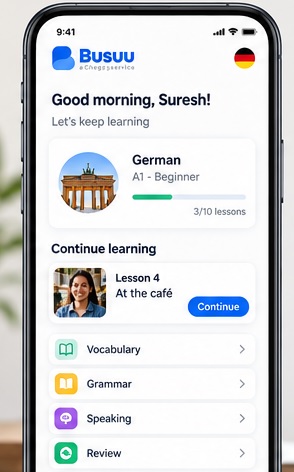 busuu dashboard screenshot