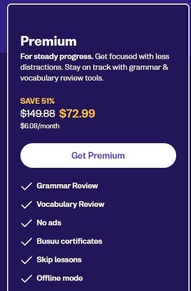 busuu premium pricing