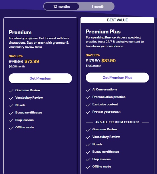 busuu pricing